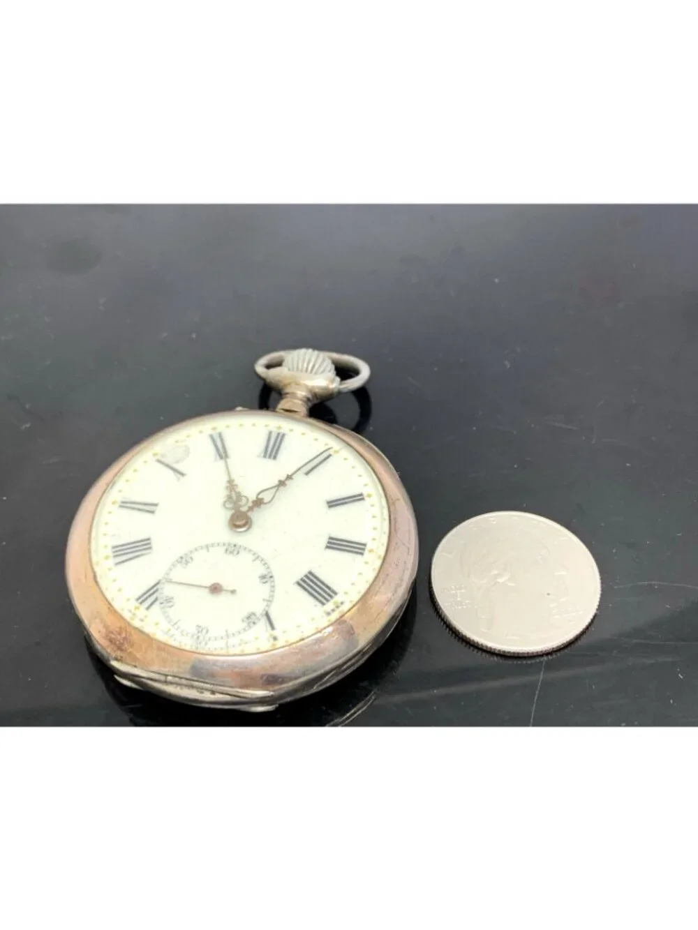 Antique Pocket Watch German Reichskrone Imperial Crown .800 Silver Case 50mm